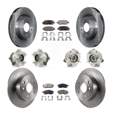 Front Rear Hub Bearings Disc Brake Rotors And Ceramic Pads Kit (10Pc) For Nissan Altima KBB-110385