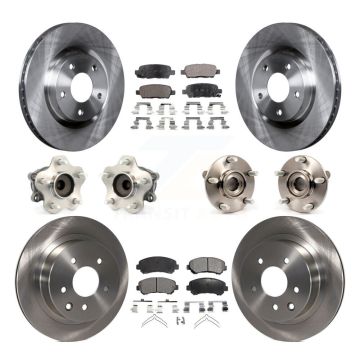 Front Rear Hub Bearings Disc Brake Rotors And Pads Kit (10Pc) For Nissan Rogue Select FWD KBB-110391