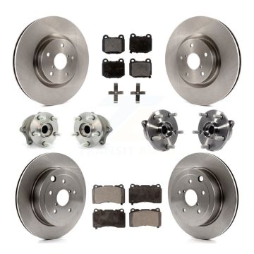 Front Rear Hub Bearings Disc Brake Rotors And Pads Kit (10Pc) For Subaru Impreza WRX STI KBB-110397