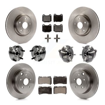 Front Rear Hub Bearings Disc Brake Rotors And Pads Kit (10Pc) For Subaru Impreza WRX STI KBB-110401