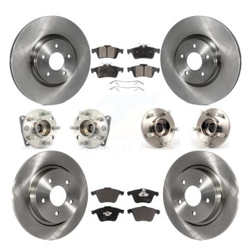 Front Rear Hub Bearing Disc Brake Rotor & Pads Kit (10Pc) For 2005-2010 Volvo S40 V50 AWD KBB-110409