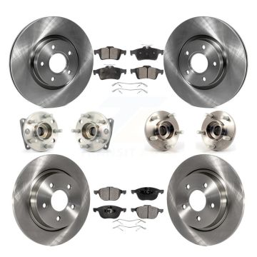 Front Rear Hub Bearing Disc Brake Rotor & Pads Kit (10Pc) For 2005-2010 Volvo S40 V50 AWD KBB-110410