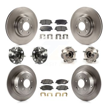 Front Rear Hub Bearings Disc Brake Rotors And Pads Kit (10Pc) For Hyundai Genesis 3.8L KBB-110413