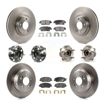 Front Rear Hub Bearing Disc Brake Rotor And Pads Kit (10Pc) For 2012 Hyundai Genesis 3.8L KBB-110415