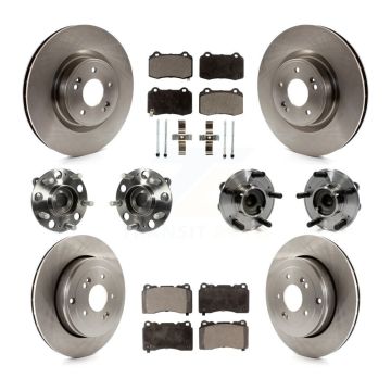 Front Rear Hub Bearings Disc Brake Rotors And Pads Kit (10Pc) For Hyundai Genesis Coupe KBB-110418