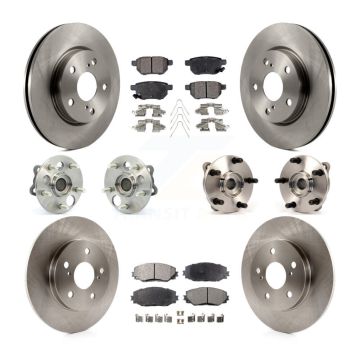 Front Rear Hub Bearing Disc Brake Rotor And Ceramic Pad Kit (10Pc) For 2008-2015 Scion xB KBB-110420
