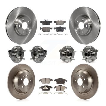 Front Rear Hub Bearings Disc Brake Rotors And Pads Kit (10Pc) For Ford Fusion Lincoln MKZ KBB-110430