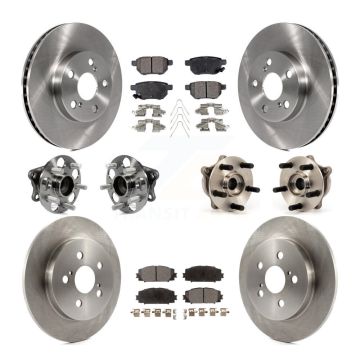 Front Rear Hub Bearings Disc Brake Rotors And Pads Kit (10Pc) For Toyota Prius Plug-In KBB-110431
