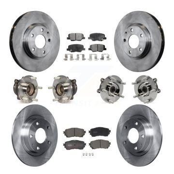 Front Rear Hub Bearing Assembly Disc Brake Rotors And Ceramic Pads Kit (10Pc) For Mazda 6 KBB-110440