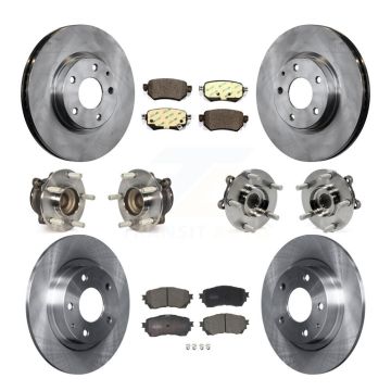 Front Rear Hub Bearing Disc Brake Rotor And Ceramic Pads Kit (10Pc) For 2016-2018 Mazda 6 KBB-110441
