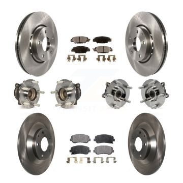 Front Rear Hub Bearings Disc Brake Rotors And Ceramic Pads Kit (10Pc) For Mazda CX-5 KBB-110442