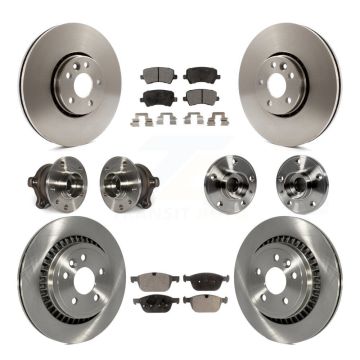 Front Rear Hub Bearing Disc Brake Rotors And Pads Kit (10Pc) For 2010-2015 Volvo XC60 AWD KBB-110443