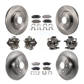 Front Rear Hub Bearing Brake Rotor & Pads Kit (10Pc) For 17-19 Nissan Sentra Turbocharged KBB-110444