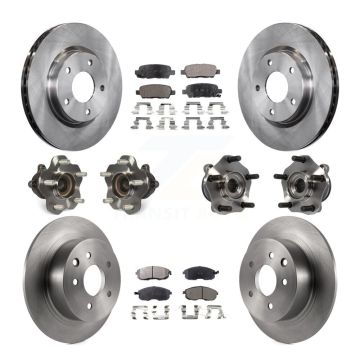Front Rear Hub Bearings Disc Brake Rotors And Ceramic Pads Kit (10Pc) For Nissan Sentra KBB-110445