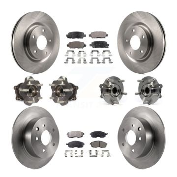 Front Rear Hub Bearings Disc Brake Rotors And Ceramic Pads Kit (10Pc) For Nissan Juke KBB-110450