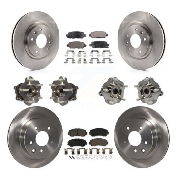 Front Rear Hub Bearing Disc Brake Rotor And Pad Kit (10Pc) For Nissan Rogue Sport Qashqai KBB-110451