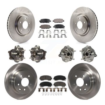 Front Rear Hub Bearings Disc Brake Rotors And Ceramic Pads Kit (10Pc) For Nissan Rogue KBB-110452