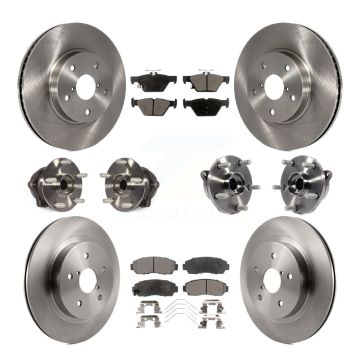 Front Rear Hub Bearing Disc Brake Rotor & Pad Kit (10Pc) For 2016-2019 Subaru Legacy 2.5L KBB-110455