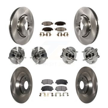 Front Rear Hub Bearings Disc Brake Rotors And Ceramic Pads Kit (10Pc) For Mazda CX-5 KBB-110463