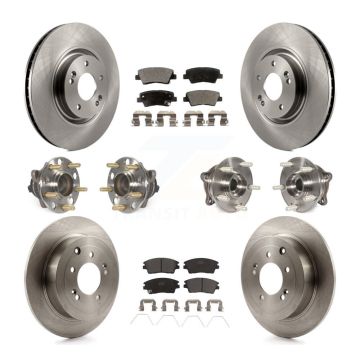 Front Rear Hub Bearings Disc Brake Rotors And Ceramic Pads Kit (10Pc) For Kia Sportage KBB-110465