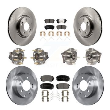 Front Rear Hub Bearings Disc Brake Rotors And Ceramic Pads Kit (10Pc) For Kia Optima KBB-110466