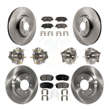 Front Rear Hub Bearings Disc Brake Rotors And Ceramic Pads Kit (10Pc) For Kia Optima KBB-110468