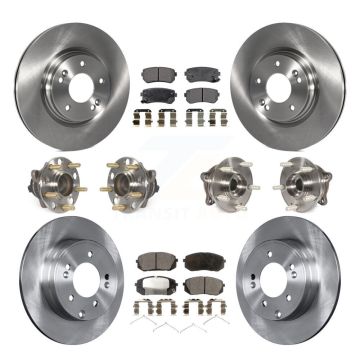 Front Rear Hub Bearing Brake Rotor Pad Kit (10Pc) For 2015-2016 Hyundai Sonata GAS engine KBB-110470