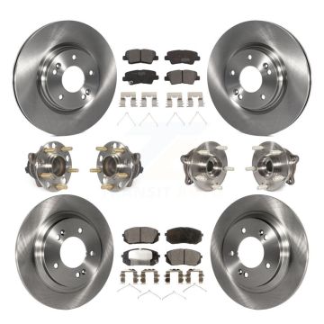 Front Rear Hub Bearings Disc Brake Rotors And Ceramic Pads Kit (10Pc) For Kia Optima KBB-110472