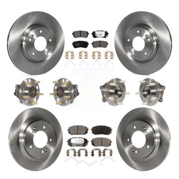 Front Rear Hub Bearings Disc Brake Rotors And Ceramic Pads Kit (10Pc) For Kia Optima KBB-110473