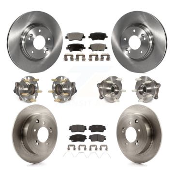 Front Rear Hub Bearing Disc Brake Rotor & Pads Kit (10Pc) For Hyundai Tucson Kia Sportage KBB-110474