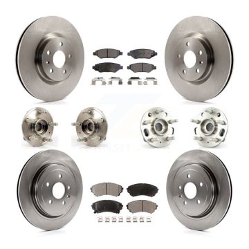 Front Rear Hub Bearing Brake Rotor Pad Kit (10Pc) For Cadillac CTS With Heavy Duty Brakes KBB-110488
