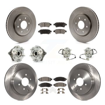 Front Rear Hub Bearing Disc Brake Rotor And Ceramic Pads Kit (10Pc) For Nissan Pathfinder KBB-110491