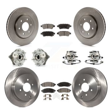 Front Rear Hub Bearing Disc Brake Rotor And Ceramic Pads Kit (10Pc) For Nissan Pathfinder KBB-110493