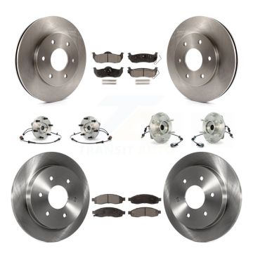 Front Rear Hub Bearing Brake Rotor & Pad Kit (10Pc) For Nissan Pathfinder Armada INFINITI KBB-110497