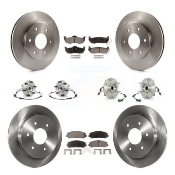 Front Rear Hub Bearings Disc Brake Rotors And Ceramic Pads Kit (10Pc) For INFINITI QX56 KBB-110498
