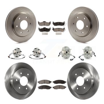 Front Rear Hub Bearings Disc Brake Rotors And Ceramic Pads Kit (10Pc) For INFINITI QX56 KBB-110499