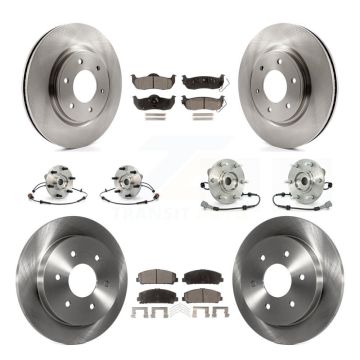 Front Rear Hub Bearing Disc Brake Rotor & Pads Kit (10Pc) For Nissan Armada INFINITI QX56 KBB-110503