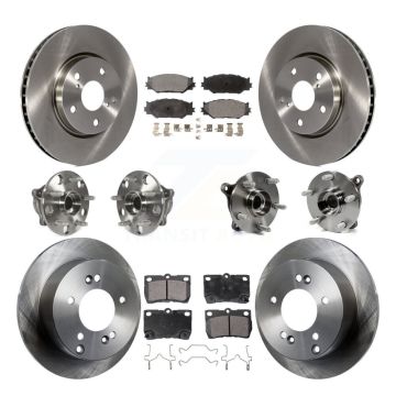 Front Rear Hub Bearings Disc Brake Rotors And Ceramic Pads Kit (10Pc) For Lexus IS250 KBB-110514