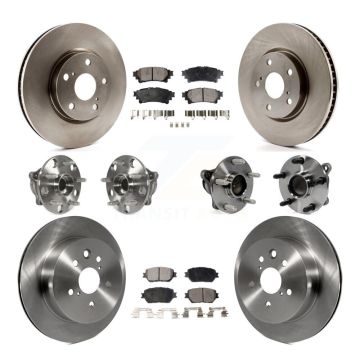 Front Rear Hub Bearing Disc Brake Rotor & Pad Kit (10Pc) For 2014 Lexus IS250 C F Sport KBB-110516