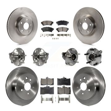 Front Rear Hub Bearing Brake Rotor & Pad Kit (10Pc) For 2014-2015 Lexus IS350 C F Sport KBB-110522