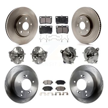 Front Rear Hub Bearings Disc Brake Rotors And Ceramic Pads Kit (10Pc) For Lexus IS250 KBB-110524