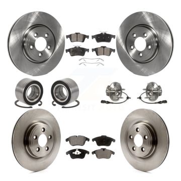 Front Rear Hub Bearings Disc Brake Rotors And Ceramic Pads Shoes Kit (10Pc) For Jaguar XF KBB-110536