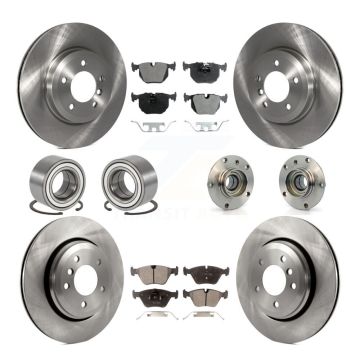 Front Rear Hub Bearing Disc Brake Rotor Pads Shoe Kit (10Pc) For 2001-2005 BMW 330Ci 330i KBB-110538