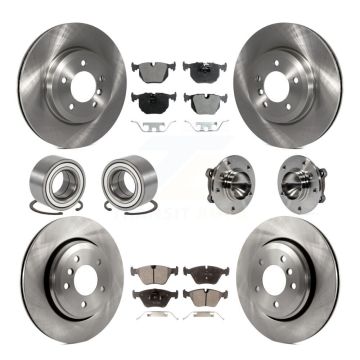 Front Rear Wheel Hub Bearing Disc Brake Rotor And Pads Shoe Kit (10Pc) For 2006 BMW 330Ci KBB-110539