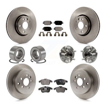 Front Rear Hub Bearing Disc Brake Rotor Pads Shoe Kit (10Pc) For 2008-2011 Land Rover LR2 KBB-110544