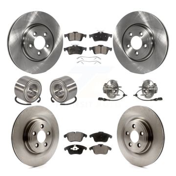 Front Rear Hub Bearings Disc Brake Rotors And Pads Shoes Kit (10Pc) For Jaguar S-Type XJ8 KBB-110549