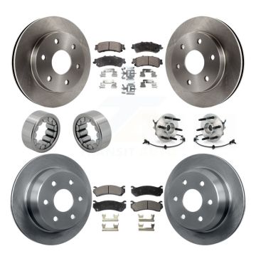 Front Rear Hub Bearing Brake Rotor & Pad Shoe Kit (10Pc) For Chevrolet Silverado 1500 GMC KBB-110566