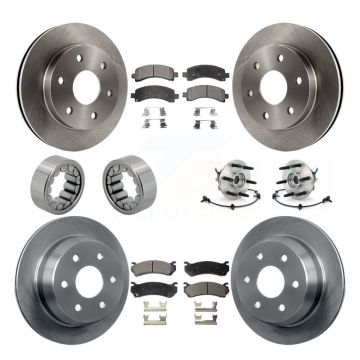 Front Rear Hub Bearing Brake Rotor & Pad Shoe Kit (10Pc) For Chevrolet Avalanche 1500 4WD KBB-110568