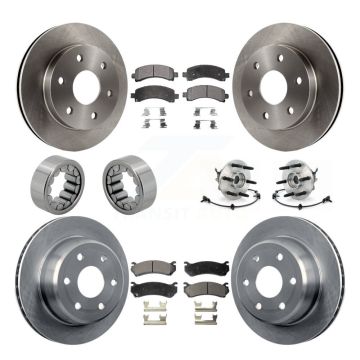 Front Rear Hub Bearing Brake Rotor Pad Shoe Kit (10Pc) For Chevrolet Express 1500 GMC AWD KBB-110570