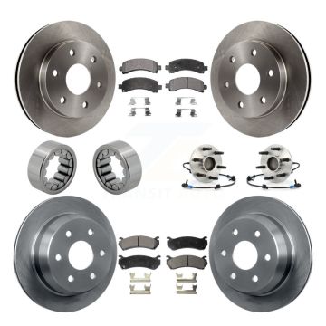 Front Rear Hub Bearing Brake Rotor & Pad Shoe Kit (10Pc) For Chevrolet Avalanche 1500 RWD KBB-110575